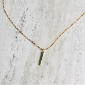 925 Sterling Silver Gold Bar Necklace